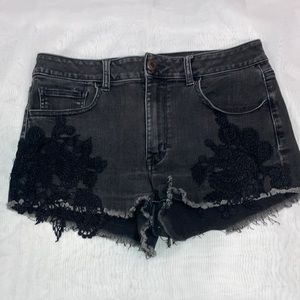 American Eagle Distressed Black Shorts